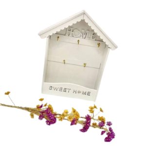 جاکلیدی دیواری چوبی طرح خانه با نوشته HOME