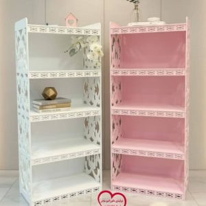 کتابخانه ایستاده چوبی فانتزی | قفسه چند طبقه مدرن با رنگبندی متنوع