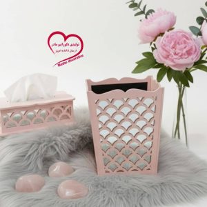 ست سطل و جعبه دستمال چوبی طرح چتری | دکوراسیون شیک با رنگ‌بندی متنوع
