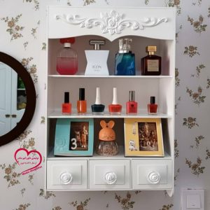 جاادویه گلدار چوبی 60×40×16 | شلف دکوراتیو آشپزخانه با رنگ‌بندی متنوع